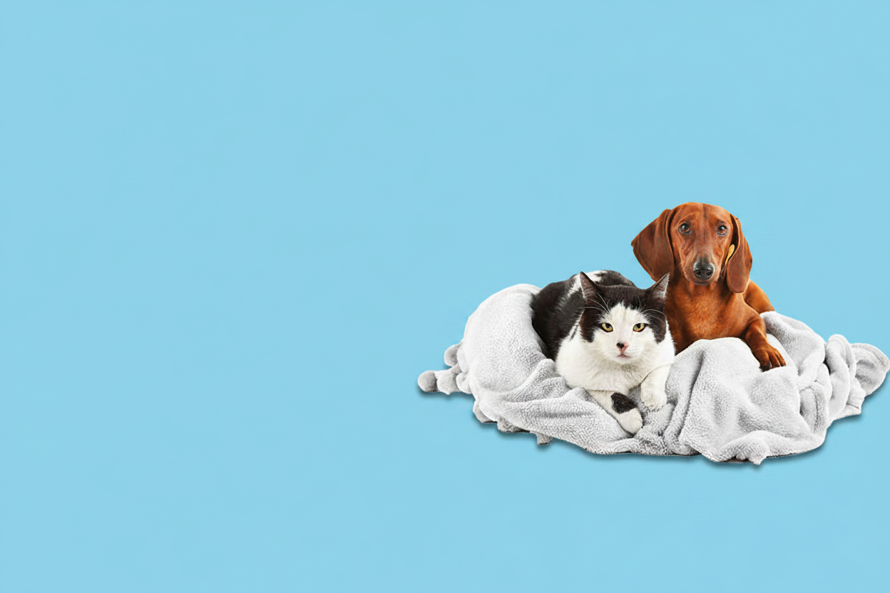 Dog and cat blue slide banner